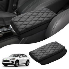 Autorder Center Console Cover for 2023-2025 2026 Honda HRV HR-V Accessories Armrest Cushion Cover Nappa Leather Middle Console Covers HRV Console Cushion Pad Anti-Scratch
