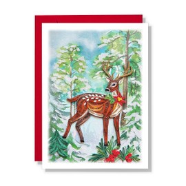 TUMYBee Reindeer Quilling Card - Handcrafted Holiday Artwork, Blank Inside for Custom Message, Includes Envelope