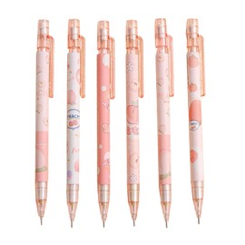 6 Pieces Mechanical Pencils Set Automatic Mechanical Pencils Peach Mechanical Pencil Stationery for Writing Drawing