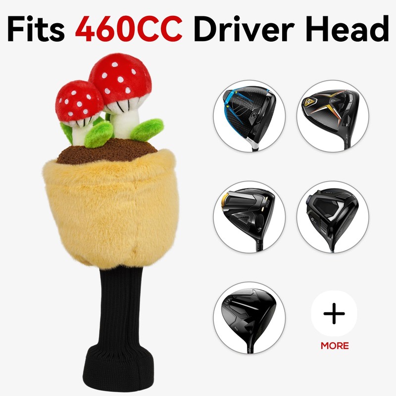 Mushroom Plush Golf Driver Headcover with Sock, Funny Golf Head