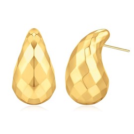 Mesurely 14K Gold Plated Teardrop Earrings | Lightweight Chunky Hoop Earrings Gifts for Women| Designer Dupe Earrings, 14k Gold Plated, No Gemstone