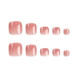 SEMTIM Nail Tips, 24 Pieces, Thumb Nail Stickers, Foot False Nails, Nail Tips, Reusable, Gel Nail Tips, Summer Nails, Weddings, Coming-of-Age Ceremonies, Foot Nails, Easy, Removable, For Feet (JP2429)