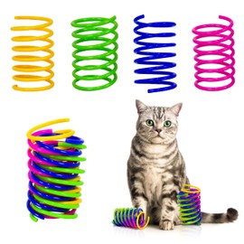 Shizhoo Cat Spring Toy, 30 Pcs Cat Kittens Toys Plastic Colorful Coil Spiral Springs for Swatting, Biting, Hunting, and Active Healthy Play Interactive Toys Indoor Cats