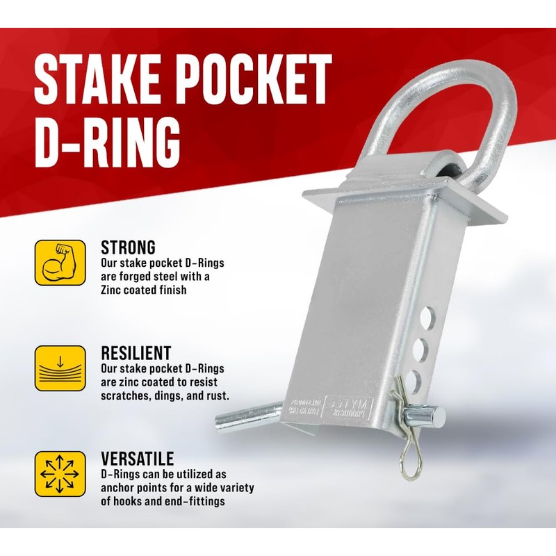 Mytee Products Heavy Duty Adjustable Trailer Stake Pocket D Ring