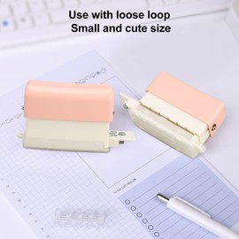 6 Hole Punch, Portable Adjustable Metal 6 Hole Paper Puncher, Handheld Daily Hole Puncher with Chip Collection Box and Positioning Pillar for A5/20 Holes, B5/26 Holes, A4/30 Holes (Pink)