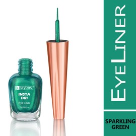 Krayons Insta Dri Sparkling Eyeliner, Green, 7ml And Power Stay Nontransfer 12hrs Stay Velvet Matte Liquid Lipstick, Red Rush, 4ml