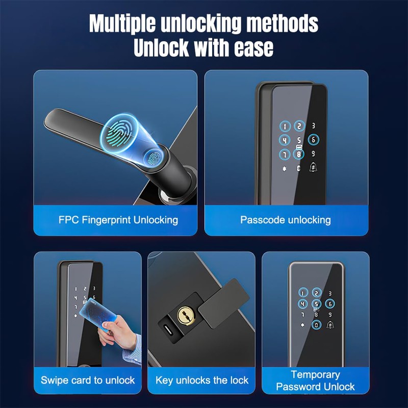 Fingerprint Smart Lock with 2 Lever Handle Set, App Control,