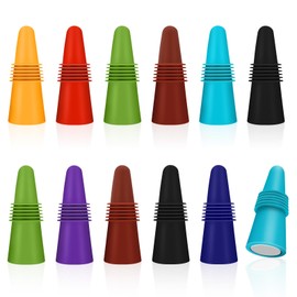 12 Pcs Multicolor Silicone Wine Stoppers With Threaded Seal - Reusable Bottle Stoppers for Champagne and Beverages to Keep Fresh