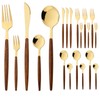 BRIIEC 20-piece Wood Silverware Set for 4, Include Knife Fork