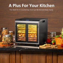 Septree Beef Jerky Dehydrator Machine, 9 Large Trays Double Door Food Dryer for Herbs, Fruit, Pet Treats, Heavy Duty Design with Digital Timer, 1000W Fast Drying Dehydrators for Home, Gunmetal Gray