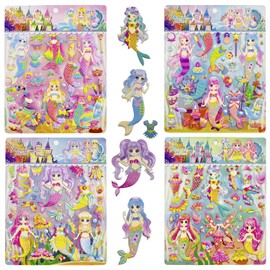 Maga Grace Princess 3D Dress Up Puffy Stickers - Reusable Kids Stickers, Sticker Play Set, Preschool Toys, Creative Pretend Play, Art & Crafts, Educational Gift for Girls (Mermaid Princess)