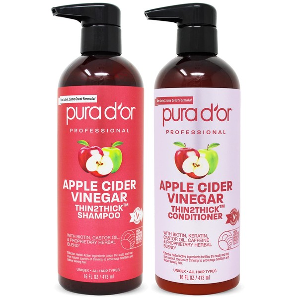 PURA D'OR Apple Cider Vinegar Thin2Thick Set (16oz x 2)