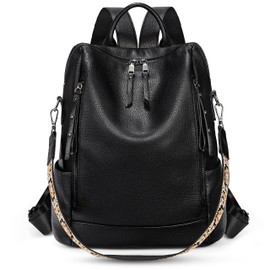 UTO Backpack Womens Ladies Rucksack Bags Double Zipper Side Pockets Removable Nylon Shoulder Strap within Pattern Black