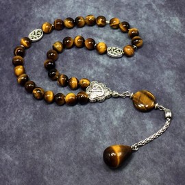 ALBATROSART -ELEGANCE COLLECTION- Prayer Beads-Tesbih-Tasbih-Tasbeeh-Misbaha-Masbaha-Subha-Sebha-Sibha-Rosary (TIGER EYE NATURAL STONE -8 mm -33 Beads- AND BRACELET)