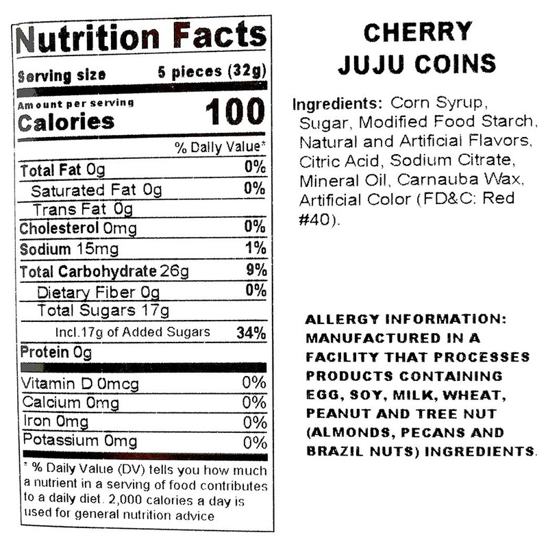 SweetGourmet Cherry JuJu Coins, Soft Chewy Candy Unwrapped, 2-Pound Bag