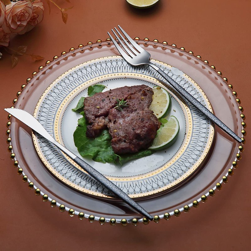 Kyraton Cutlery Set 24 Pieces with Moon Surface Black Handle