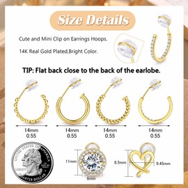 MILACOLATO 6 Pairs Clip On Hoop Earrings for Women 14K Gold-Plated Non-Pierced Earrings Clip On Hoop Earrings Small No Piercing Fake Hoop Earrings, Copper