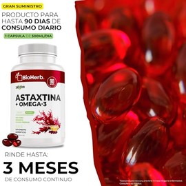 Bioherb Astaxantina Omega Epa Dha Fórmula Alta Concentración Cápsulas 1000 Ácidos Grasos Naturales Suplemento Alimenticio Días