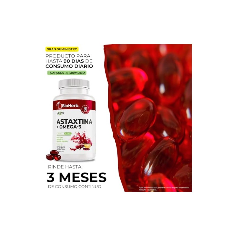 Bioherb Astaxantina Omega Epa Dha Fórmula Alta Concentración Cápsulas 1000