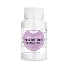 Biotina, Semilla de Uva, Vitamina C y Zinc, 60 Cápsulas por frasco