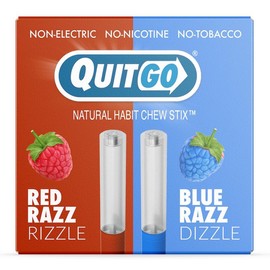 QuitGo Air Straw Red Razz and Blue Razz Habit Chew Stick – Plastic Reusable Natural Aid Straw to Curb Cravings & Breathe Freely - Color: Grape & Strawberry
