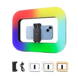 Smartphone Video Rig with RGB Light, Phone Stabilizer + 36 Special Effects, Handheld LED Ring Selfie Light with Built-in 8000mAh Battery for Camera, Smartphone, YouTube, TikTok Video Recording, Makeup