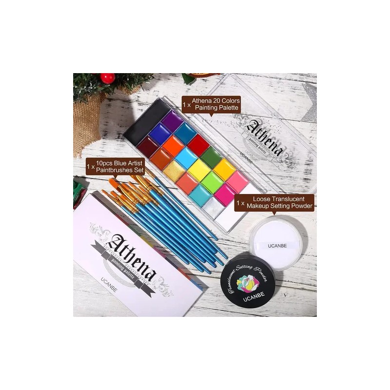Ucanbe Pintura Facial Athena Original Con Polvo Y 10 Brochas