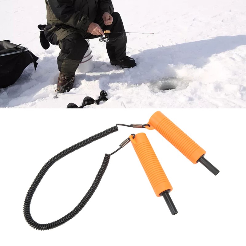 Fishing Ice Picks Kit,Ice Fishing Safety Pick Stainless Steel Orange