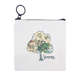 NUTFORD Canvas Purse Pouch Bag, Four Season Themed, 12oz Canvas, Vintage Zip Design, for Money Coin Accessories Holder or DIY Craft, for Women Men Kids (Summer)