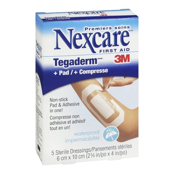 Nexcare Tegaderm +Pad Waterproof Transparent Dressing 2-3/8 Inches x 4 - 5 ct, Pack of 6
