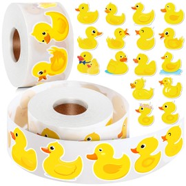 1200 Pcs Duck Stickers Cute Rubber Yellow Duck Roll Stickers Present for Duck Birthday Meeting Favor Water Bottles Notebook Decorations