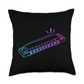 Chromatic Harmonica Set Accessories Beginner Gifts Mouth Harp Harmonist Harmonicist Professional Harmonica Throw Pillow, 18x18, Multicolor