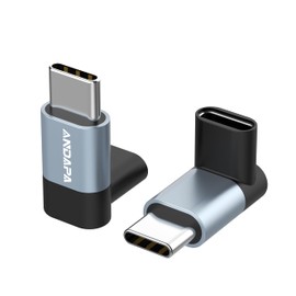 ANDAPA 90-Degree USB-C Adapter (2-Pack), Right-Angle L-Shaped Up and Down USB Type-C Male to Female for Steam Deck, ROG Ally, MacBook, Tablet, Phone and More