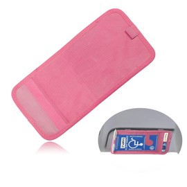 Gasedin Handicap Placard Holder for Car, 13.8"×5.9" Transparent Parking Placard Pocket for Sun Visor, Parking Permit Protector with Pen Holder & Elastic Strap, Car Accessories (Pink)