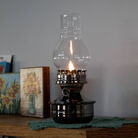 Crownplace Brands Lehman's Woodshed Wall Mount Oil Lamp, 20 Ounce Kerosene Fuel Lantern with Removable Silver Reflector, Painted Pewter Finish, Glass Material, 3/4 Inch Wick, Indoor Use