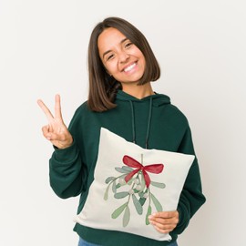 speecheese Mistletoe Cushion A Comfortable Decorative Cushion for the Christmas Season Christmas Decoration Cushion Love Christmas Decoration Leaves Christmas Sofa Women Winter Cuddling Kissing