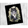 Handmade Black & White VICTORIAN CAT 8x10 CARDSTOCK PRINT, No