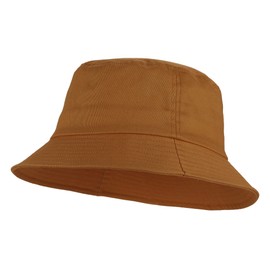 Umeepar Unisex Cotton Packable Bucket Hat Sun Hat Plain Colors for Men Women (Light Brown)