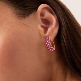 LADYGD Gold Hoop Earrings for Women 14K Gold Plated Cubic Zirconia Pave Trendy Earring Hypoallergenic Gold Jewelry Gifts Rose