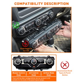 Savadicar Climate Control Panel Knob Trim Kit & Light Control Switch Cover, Air Conditioner Knob Aluminum Alloy Ring for 2018-2024 Jeep Wrangler JL JLU & Gladiator JT, Interior Accessories, Red