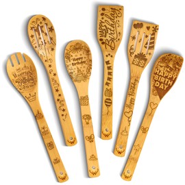 Woodlands-USA Wooden Spoons for Cooking - Wooden Kitchen Utensil Set - Birthday Gifts for Mom & 30th Birthday Gifts for Women, Best Friend Birthday Gifts for Women, Happy Birthday Gifts for Women