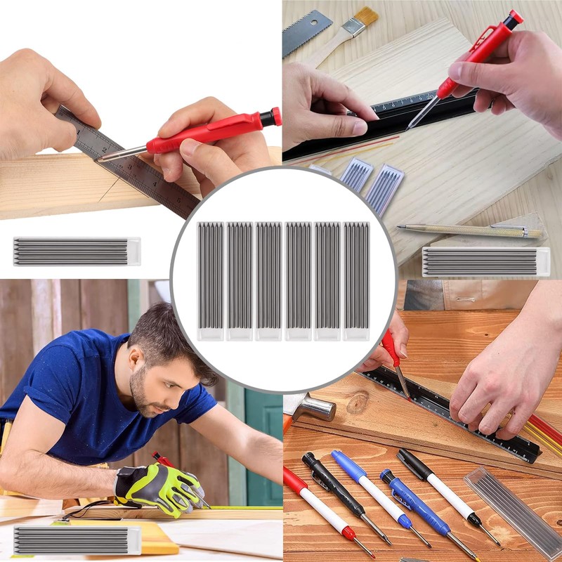 wodehahagou 36 Pcs 2.8mm Carpenters Pencil Refill Deep Hole Marker