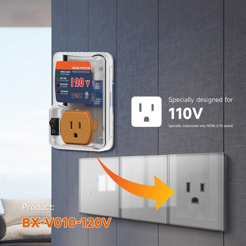 [ETL Listed] BXST Single Outlet Surge Protector for Refrigerators Voltage