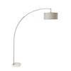 78" Arc Floor Lamp with White Drum Shade, Silver Finish,