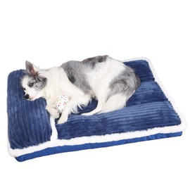 Orthopedic Dog Bed Pillow with Removable Cover Shredded Memory Foam Comfort Bolster Design Base Machine-Washable for Dogs Up to 75 lbs