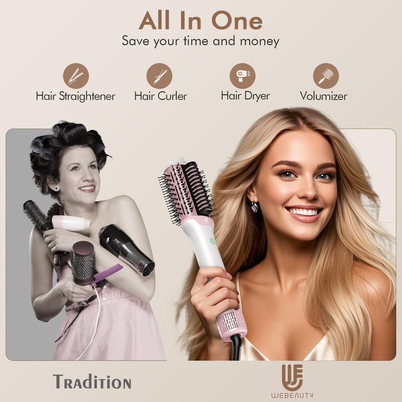 2-in-1 Blow Dryer Brush & Hair Straightener, Ionic & Ceramic
