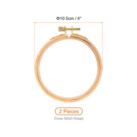 PATIKIL 2 Pieces 4 Inch Embroidery Hoops Round Adjustable Beach Wood Circle Cross Stitch Hoop Ring Bulk for Embroidery Art Craft Handy Sewing Decoration