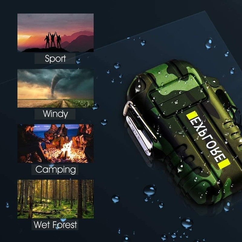 Waterproof Lighter Outdoor Windproof Lighter Dual Arc Lighter Electric Lighters