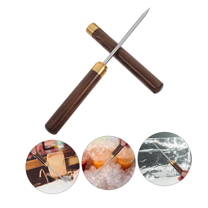 COLLBATH Triple-Head Ice Chisel Ice Ice Sculpting Tool with Wooden