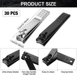50 Pieces Nail Clippers Black Matte Steel 2 Colors Nail Clippers Toenail Clipper Cutter Metal Case, Nail clippers Cutter for Men and Women, Black and Silver